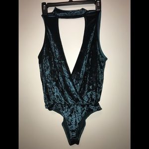 Charlotte Russe Velvet Emerald Bodysuit